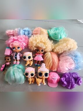 MGA LOL Surprise! Doll / Mixed Pet Lot of 6 Collection Mini Dolls Wigs Playset